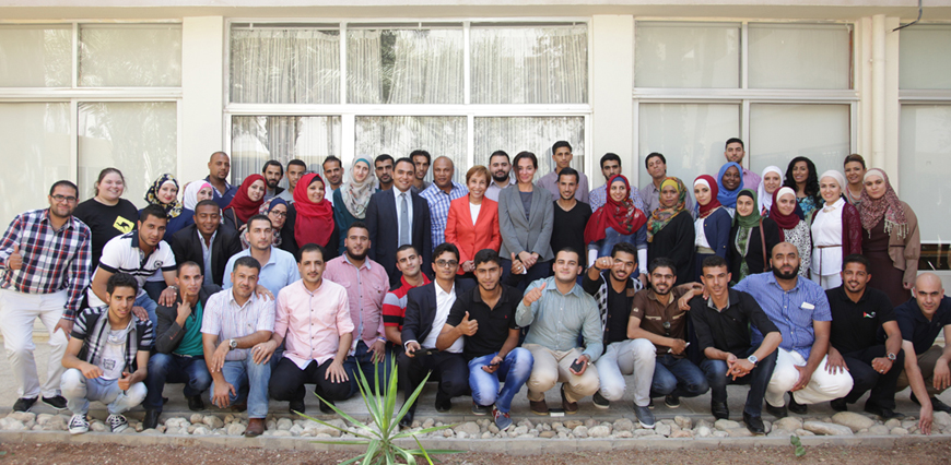 HRH Princess Basma with newly elected leaders and former leaders of Princess Basma Development Centres at the Queen Zein Al Sharaf Institute for Development in Amman on Saturday (Petra photo)